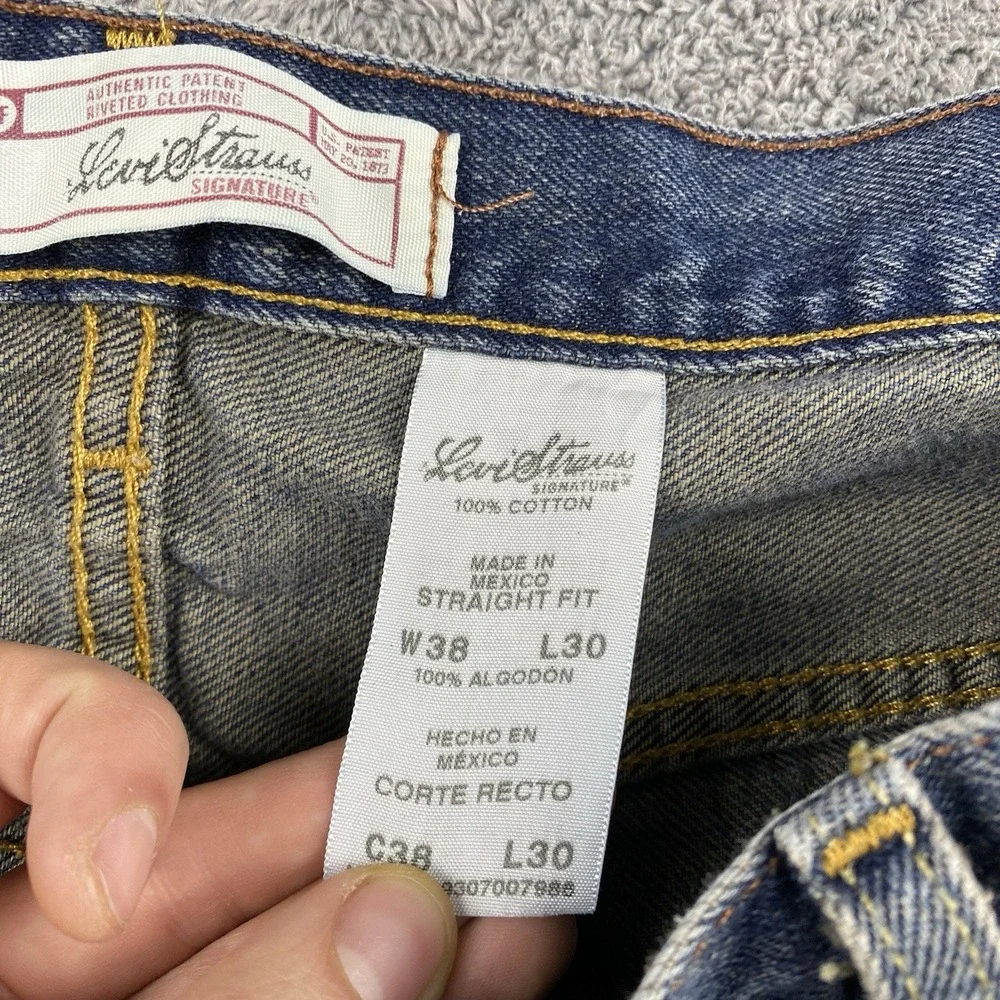 Levi Strauss Straight Fit Jeans Mens 38x30 Blue Medium‎ Wash Mid Rise